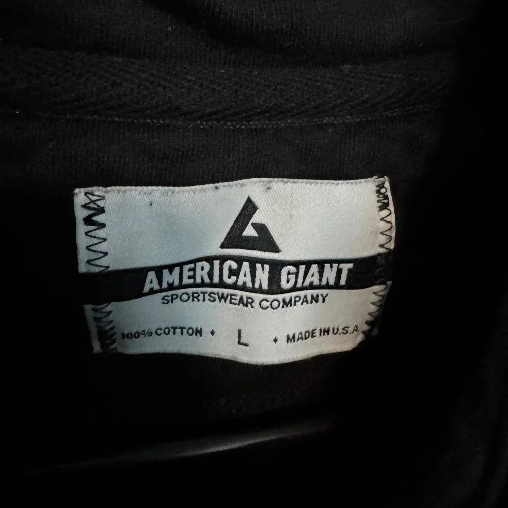 American Giant Moto Full Zip Jacket Mens Large Black Cotton Mock Heavyweight